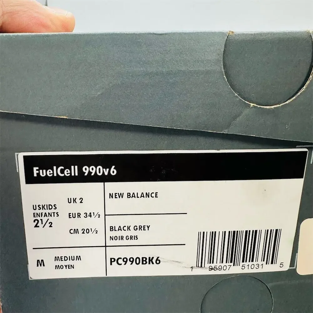 New Balance FuelCell 990v6 Black Grey PC990BK6 | Youth Size 2.5Y | NWB